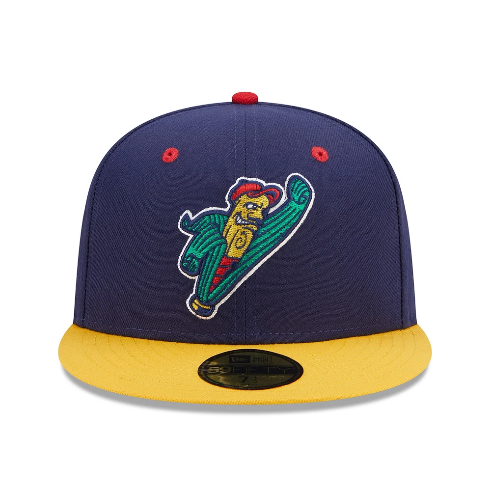 Men's New Era Navy/Yellow Cedar Rapids Kernels Marvel x Minor League 59FIFTY Fitted Hat