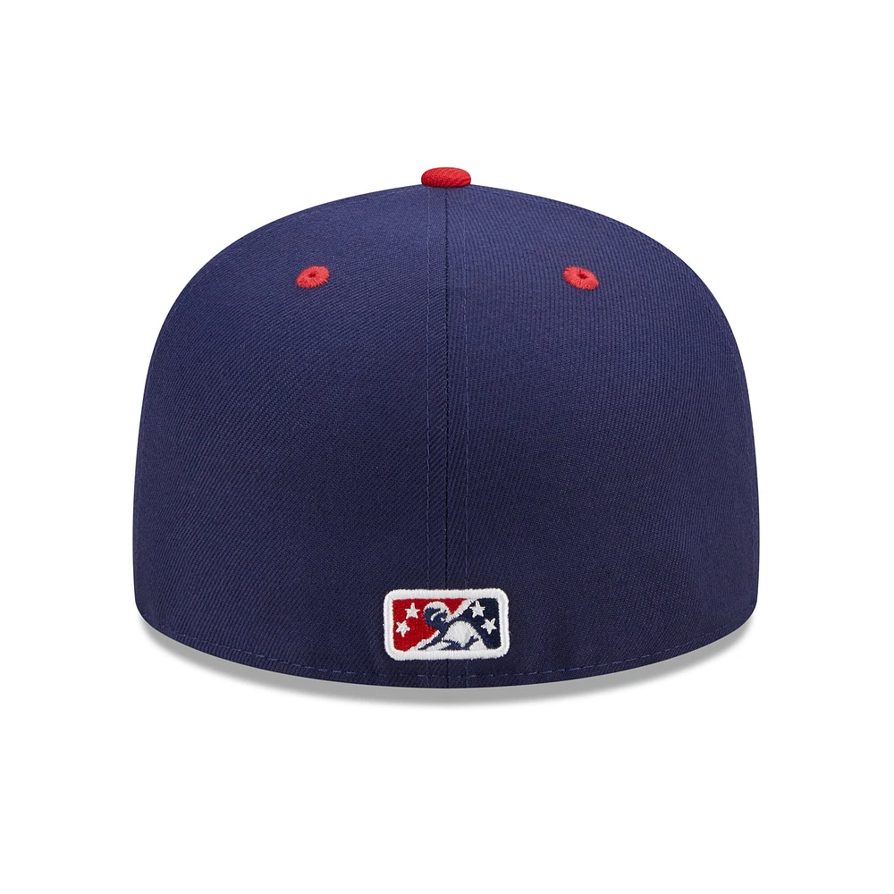 Men's New Era Navy/Yellow Cedar Rapids Kernels Marvel x Minor League 59FIFTY Fitted Hat