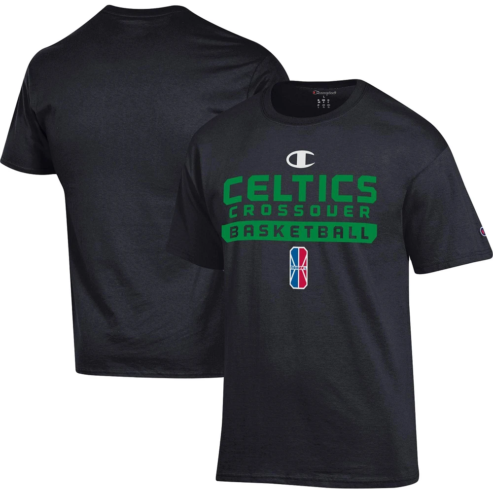 T-shirt unisexe Champion Black Celtics Crossover Gaming On-Court 2K League Authentic Practice