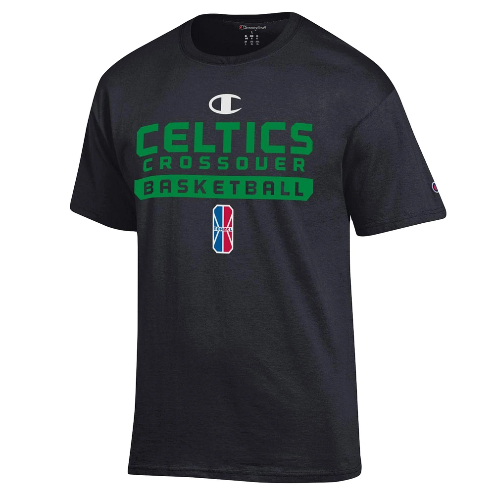 T-shirt unisexe Champion Black Celtics Crossover Gaming On-Court 2K League Authentic Practice
