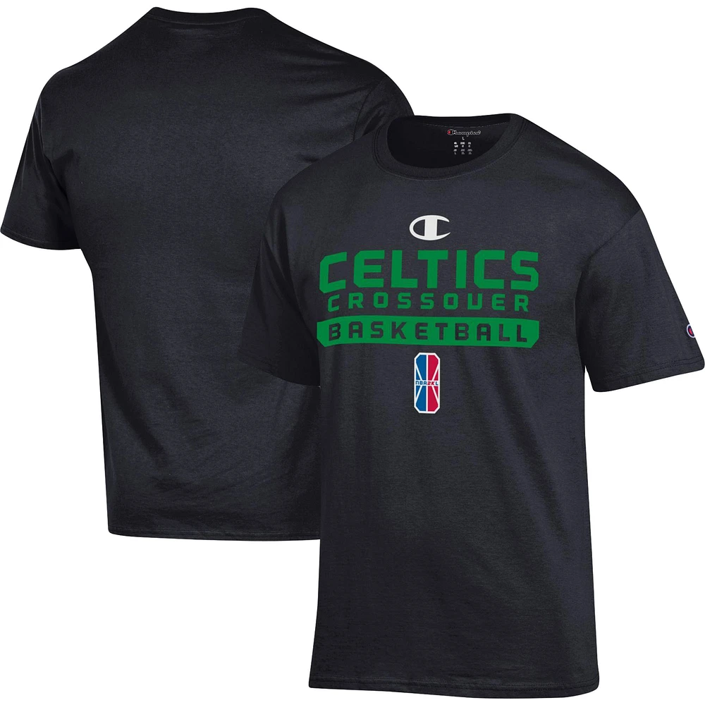 T-shirt unisexe Champion Black Celtics Crossover Gaming On-Court 2K League Authentic Practice