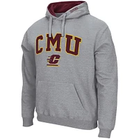 Men's Colosseum Heathered Gray Cent. Michigan Chippewas Arch and Logo Pullover Hoodie