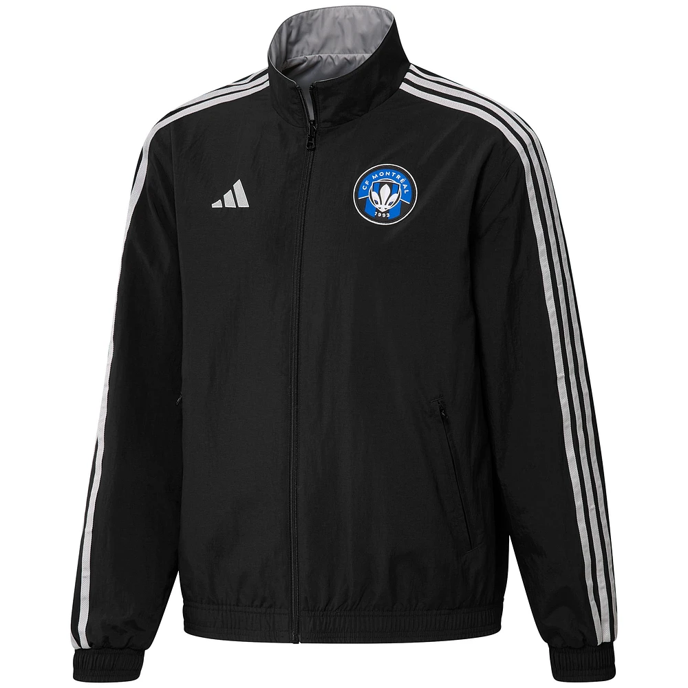 Men's adidas Black/Gray CF Montreal 2023 On-Field Anthem Full-Zip Reversible Team Jacket