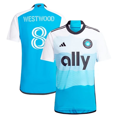 maillot de joueur adidas Ashley Westwood bleu Charlotte FC 2024 The Carolina pour homme : explorez la réplique du