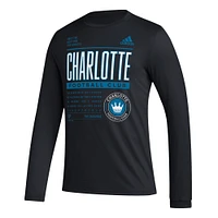 Men's adidas Black Charlotte FC Club DNA Long Sleeve AEROREADY T-Shirt