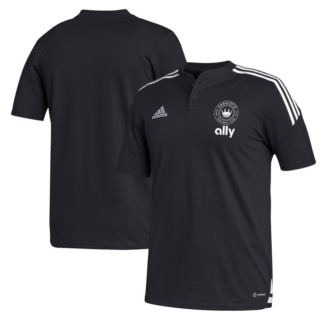 Polo adidas noir Charlotte FC Henley AEROREADY pour homme
