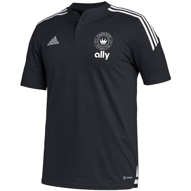 Polo adidas noir Charlotte FC Henley AEROREADY pour homme