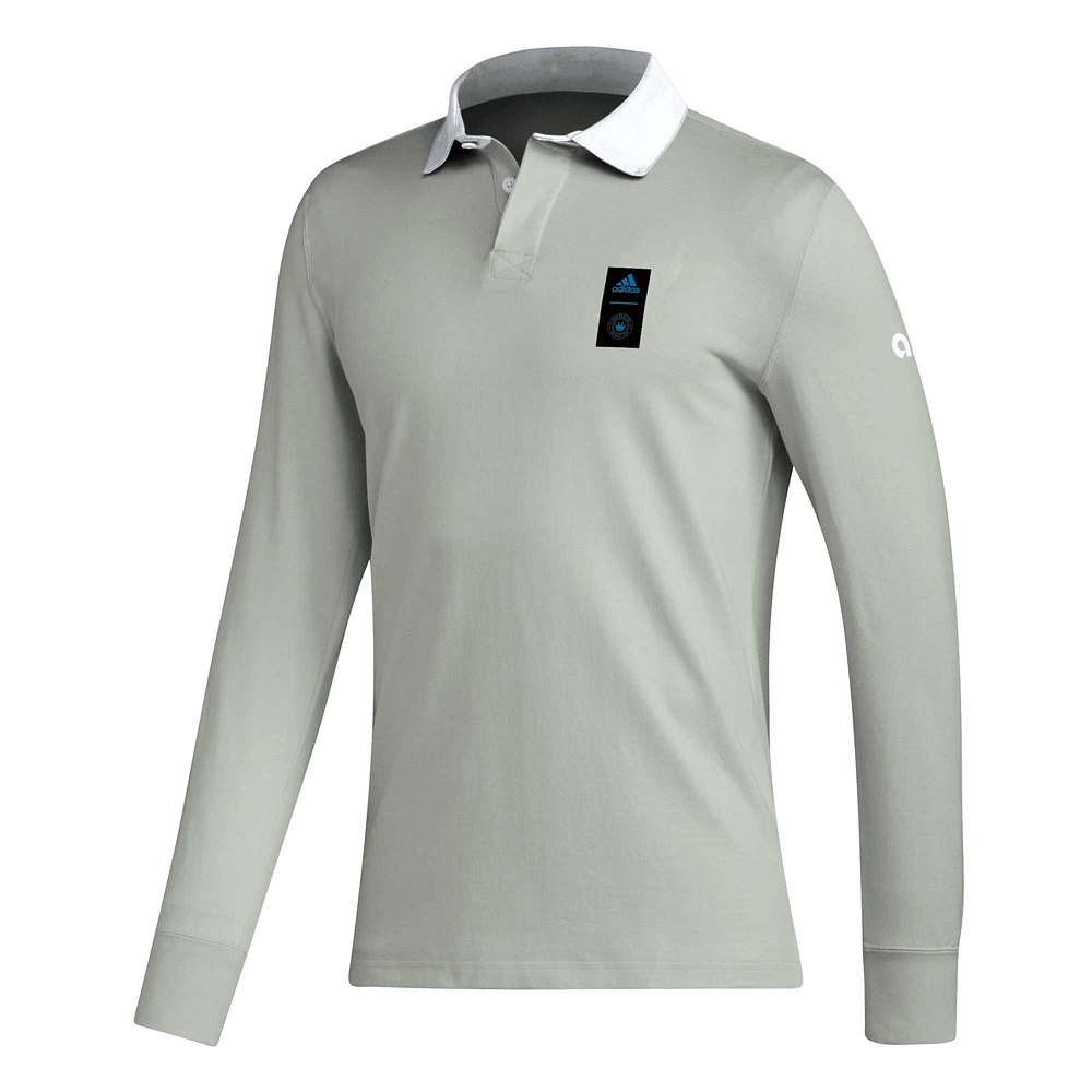 Polo à manches longues adidas 2023 Player Charlotte FC Travel pour homme, gris