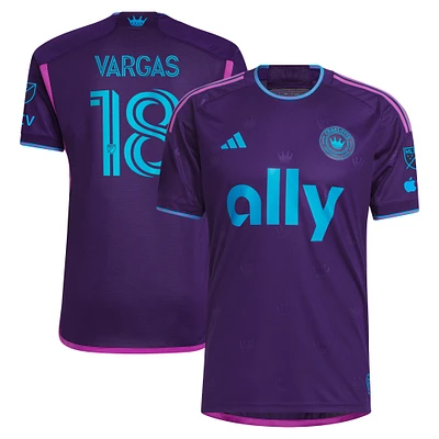 Maillot de joueur authentique Kerwin Vargas violet Charlotte FC 2023 Crown Jewel Kit pour homme