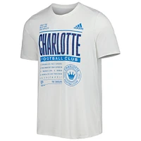 T-shirt adidas Charlotte FC Club DNA Performance blanc pour hommes
