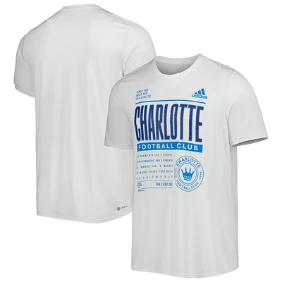 T-shirt adidas Charlotte FC Club DNA Performance blanc pour hommes
