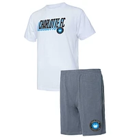 Men's Concepts Sport Charcoal/White Charlotte FC Downfield T-Shirt & Shorts Set