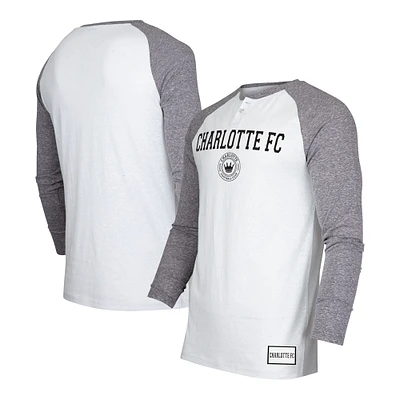 Concepts Sport - T-shirt à manches longues raglan Charlotte FC Concord Henley pour homme, crème/anthracite