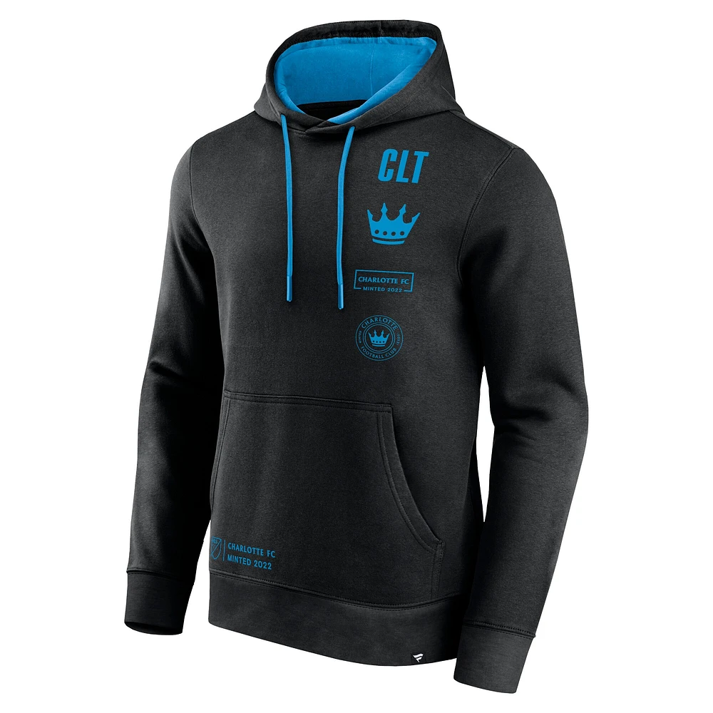 Men's Fanatics Black Charlotte FC Halftime Pullover Hoodie