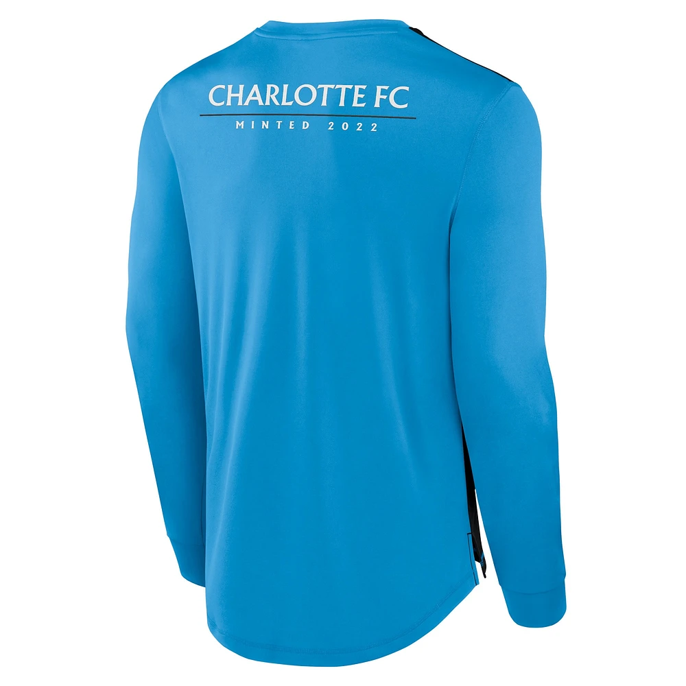 Men's Fanatics Blue Charlotte FC Mid Goal Long Sleeve T-Shirt