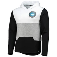 Men's Fanatics White/Black Charlotte FC Prep Squad Line Logo Tri-Blend Pullover Hoodie