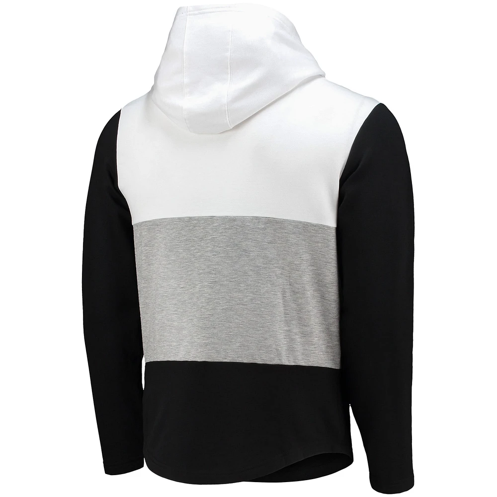 Men's Fanatics White/Black Charlotte FC Prep Squad Line Logo Tri-Blend Pullover Hoodie