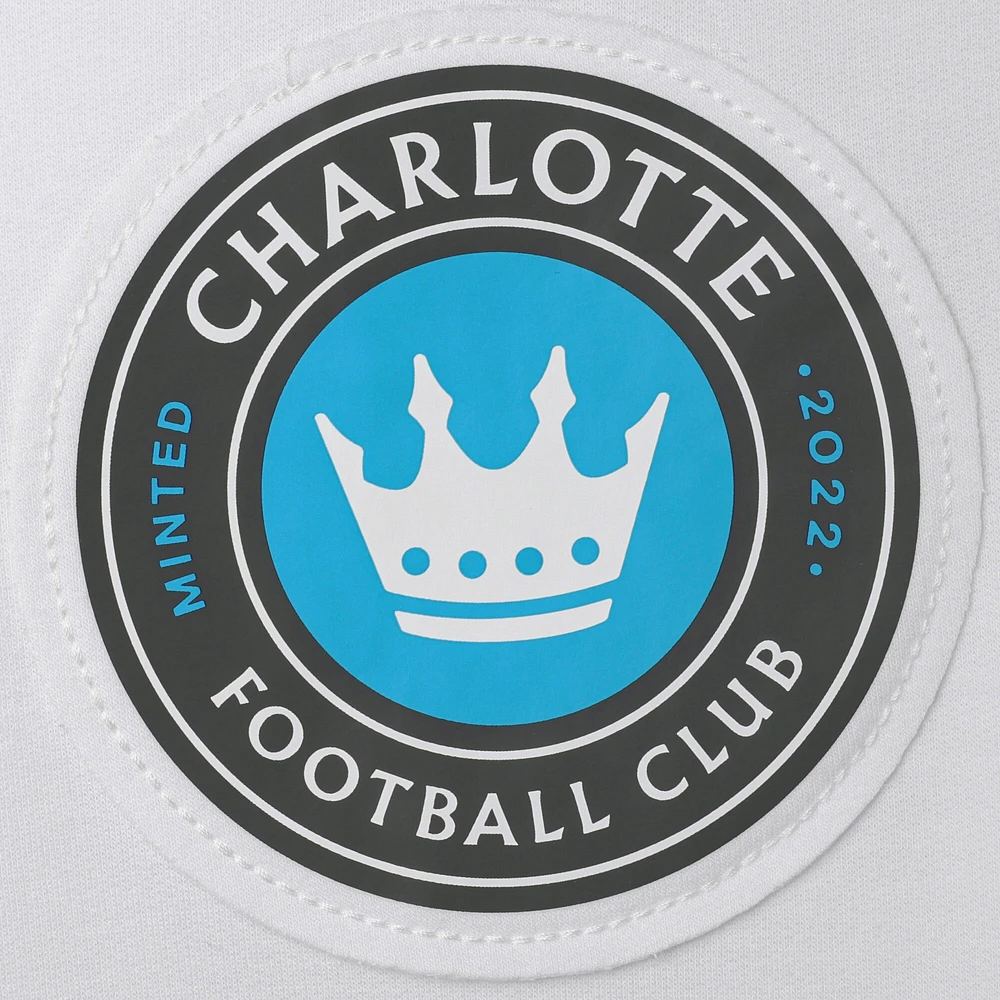 Men's Fanatics White/Black Charlotte FC Prep Squad Line Logo Tri-Blend Pullover Hoodie