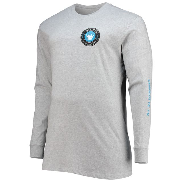 T-shirt à manches longues Charlotte FC Big & Tall Combo gris chiné pour homme