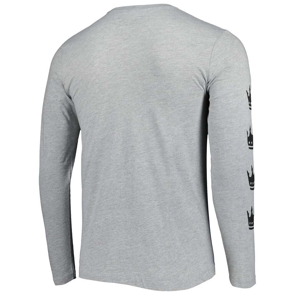 Men's Mitchell & Ness Heathered Gray Charlotte FC Logo Long Sleeve T-Shirt