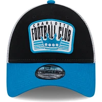 Casquette New Era Charlotte FC Patch 9FORTY Trucker Snapback pour homme, noir/bleu sarcelle