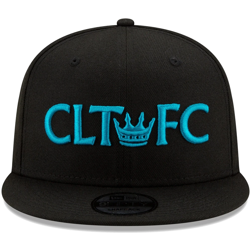 Men's New Era Black Charlotte FC Crown 9FIFTY Snapback Hat