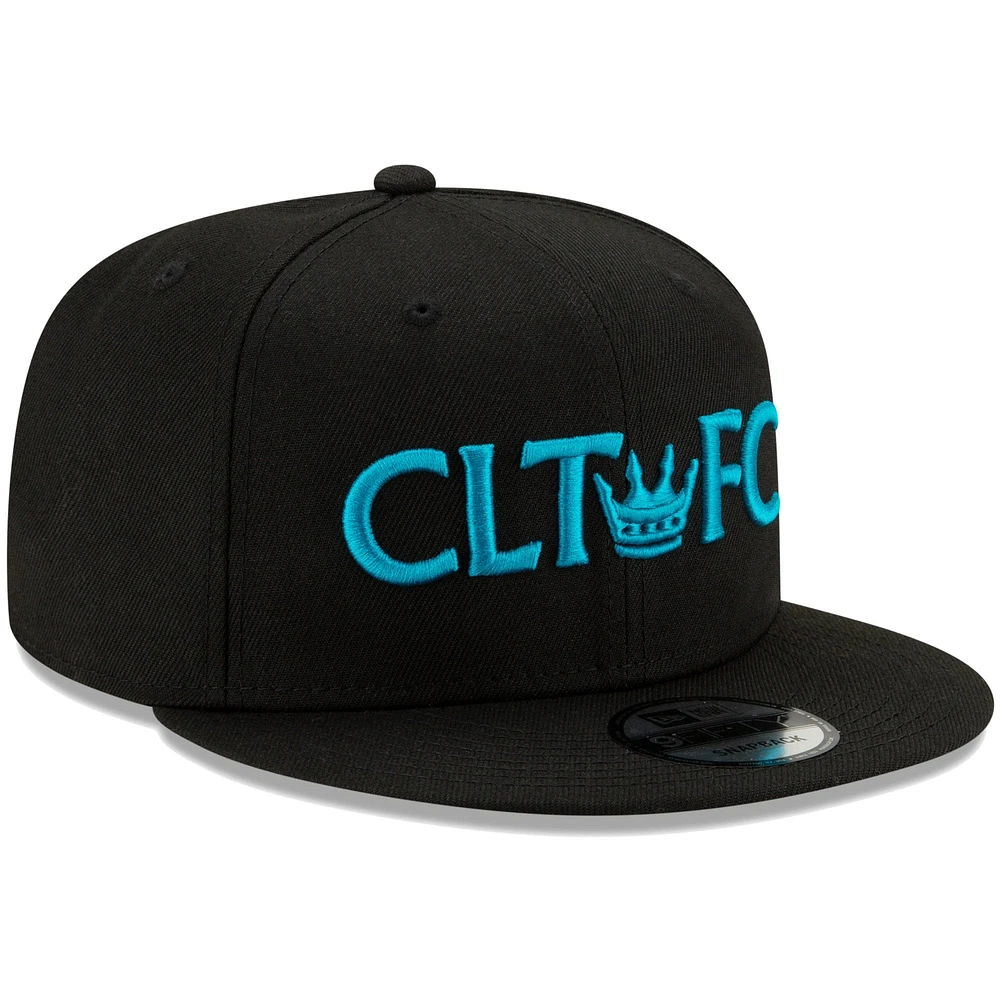 Men's New Era Black Charlotte FC Crown 9FIFTY Snapback Hat