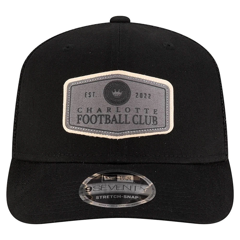 Men's New Era  Black Charlotte FC Labeled 9SEVENTY Trucker Stretch-Snap Adjustable Hat