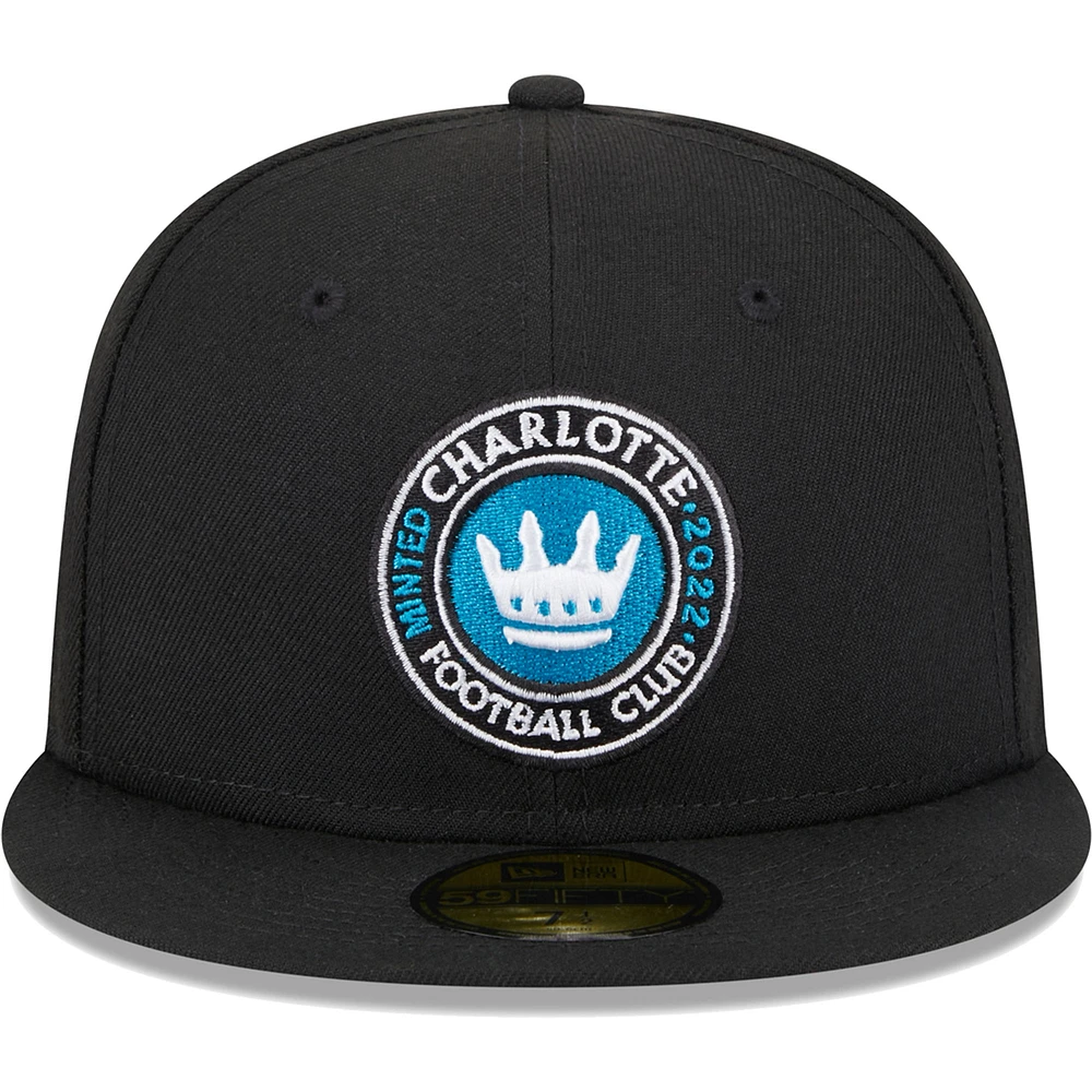 Men's New Era Black Charlotte FC Patch 59FIFTY Fitted Hat