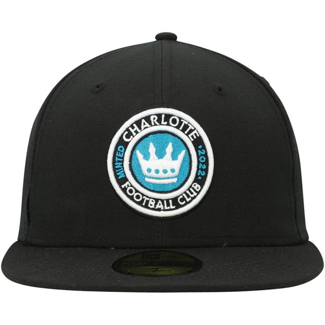 Casquette ajustée 59FIFTY noire avec logo principal Charlotte FC New Era pour homme