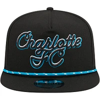 Men's New Era  Black Charlotte FC Script Golfer Adjustable Hat