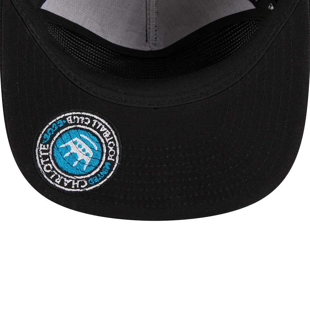 Men's New Era  Black Charlotte FC Script Golfer Adjustable Hat