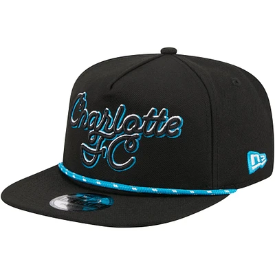 Casquette réglable noire Charlotte FC Script Golfer New Era pour hommes