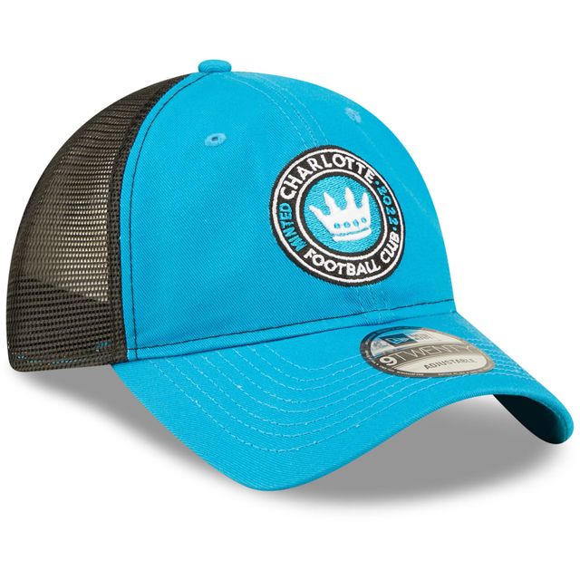 Casquette New Era Charlotte FC Team Trucker 9TWENTY Snapback pour homme, bleu/noir