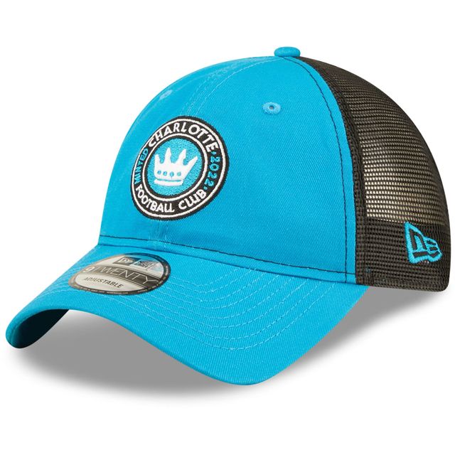 Casquette New Era Charlotte FC Team Trucker 9TWENTY Snapback pour homme, bleu/noir