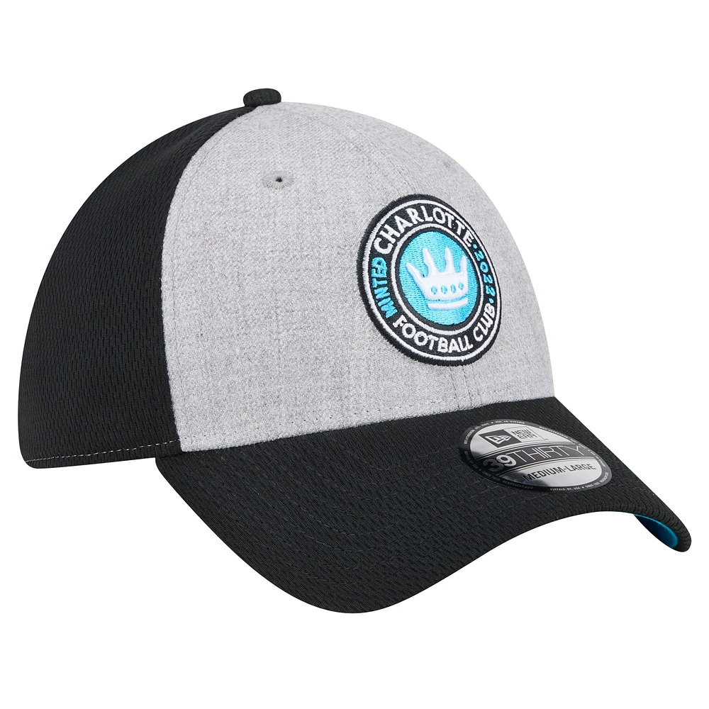 Men's New Era Gray/Black Charlotte FC Throwback 39THIRTY Flex Hat