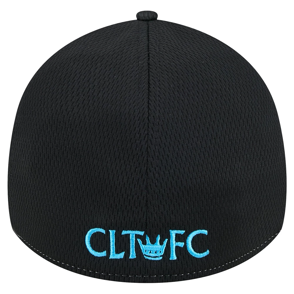 Men's New Era Gray/Black Charlotte FC Throwback 39THIRTY Flex Hat