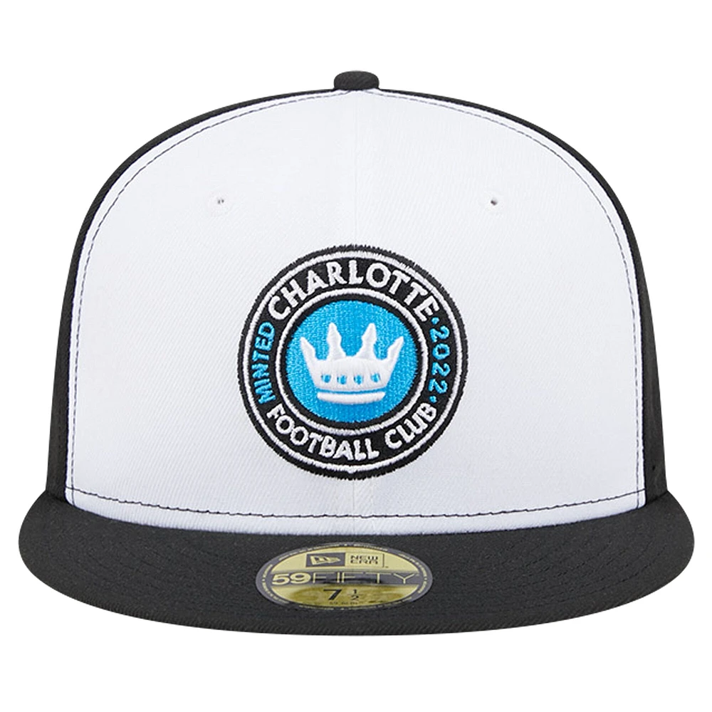 Men's New Era White/Black Charlotte FC 2024 Kick Off Collection 59FIFTY Fitted Hat
