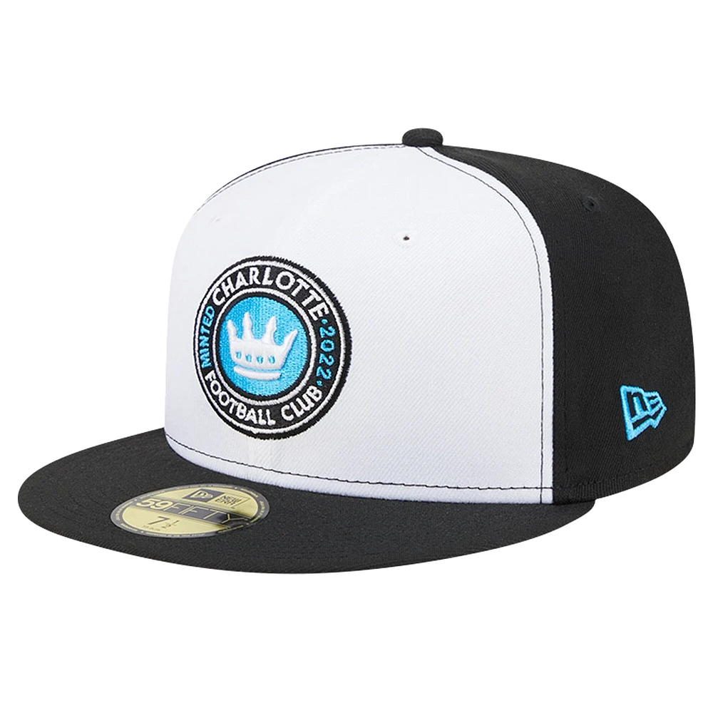 Men's New Era White/Black Charlotte FC 2024 Kick Off Collection 59FIFTY Fitted Hat