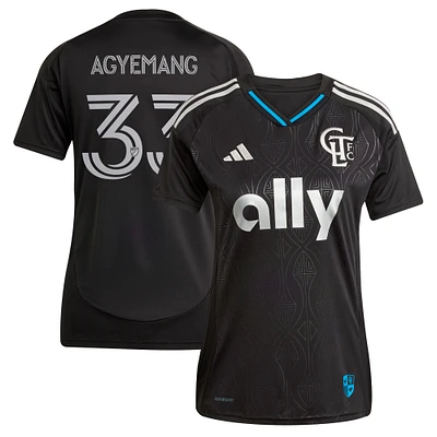 Maillot de joueur réplique du Charlotte FC 2025 Fortress Kit Patrick Agyemang noir adidas pour femme
