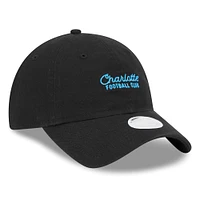 Women's New Era Black Charlotte FC Throwback 9TWENTY Adjustable Hat