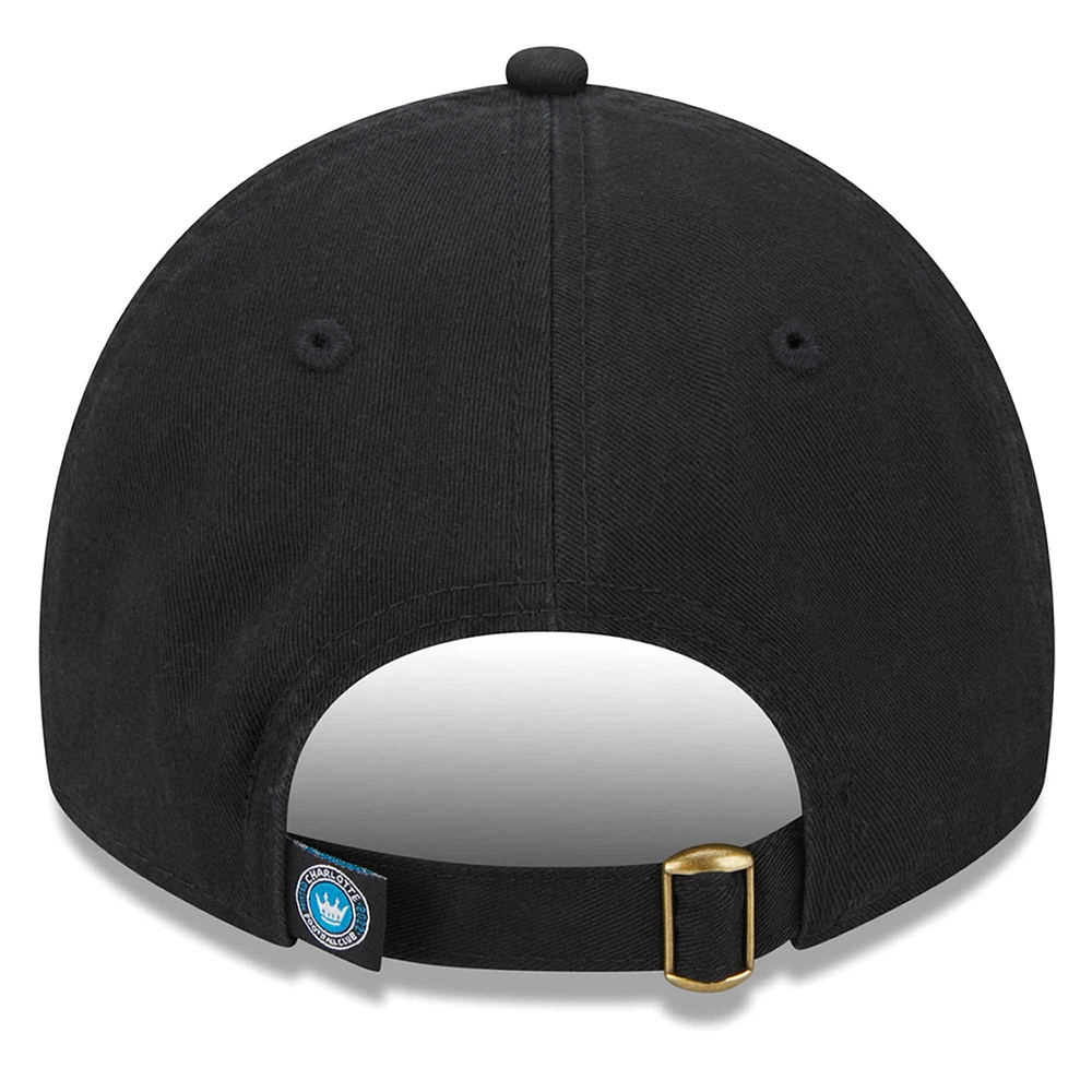 Women's New Era Black Charlotte FC Throwback 9TWENTY Adjustable Hat