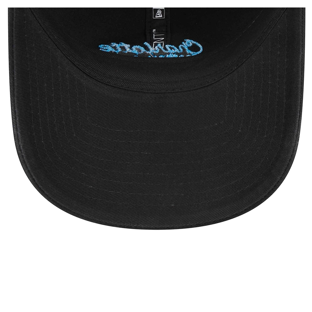 Women's New Era Black Charlotte FC Throwback 9TWENTY Adjustable Hat
