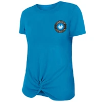 Women's New Era Blue Charlotte FC Athletic Front Twist T-Shirt