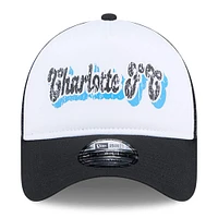 Women's New Era White/Black Charlotte FC Throwback A-Frame Trucker 9FORTY Snapback Hat
