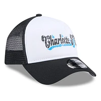 Women's New Era White/Black Charlotte FC Throwback A-Frame Trucker 9FORTY Snapback Hat