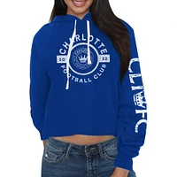 Sweat à capuche court Charlotte FC Original Retro Brand bleu pour femme
