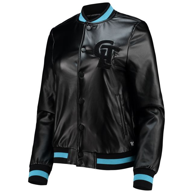 Blouson aviateur à boutons-pression Charlotte FC noir The Wild Collective pour femme