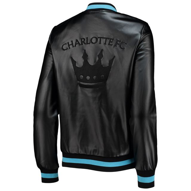 Blouson aviateur à boutons-pression Charlotte FC noir The Wild Collective pour femme