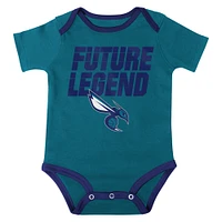 Infant Teal/Purple/Gray Charlotte Hornets Bank Shot Bodysuit, Hoodie T-Shirt & Shorts Set